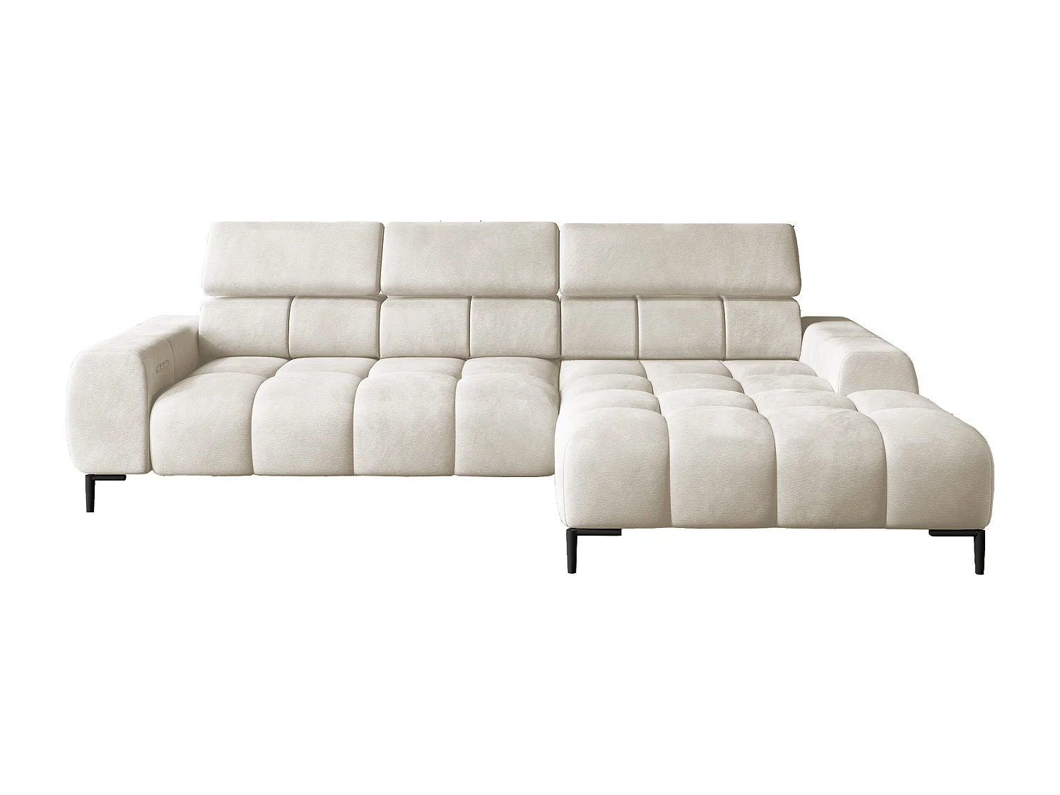 Hoeksalon PLAZA-MINI Stof SOLAR Longchair Rechts, Zachte Rugleuning, Industrieel Stijl, L-Vorm, 270x99x177cm, R-ESDOORN