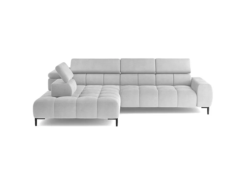 Ecksofa PLAZA-L Stoff SOLAR Eckcouch Inkl. Mit Bequemer Flauschiger Rückenlehne Longchair Links Industrial Style L-Form Links 300x99x216cm WEISS