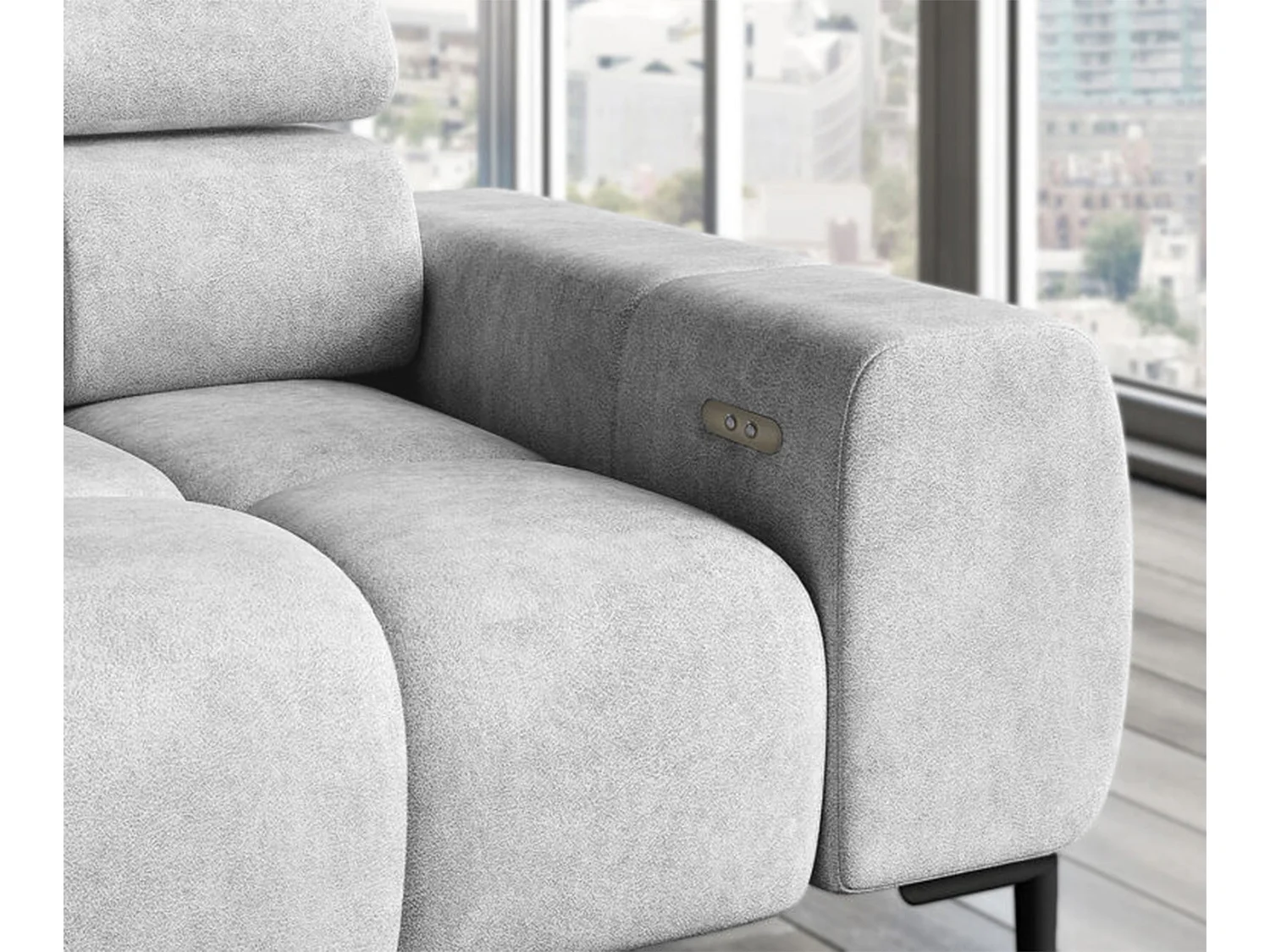 Hoeksalon PLAZA-L Stof SOLAR Hoekbank Inclusief Comfortabele Zachte Rugleuning Longchair Links Industrieel Stijl L-Vorm Links 300x99x216cm WIT