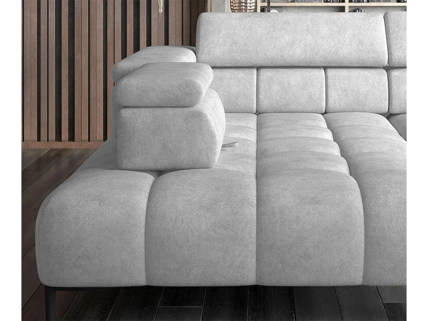 Hoeksalon PLAZA-L Stof SOLAR Hoekbank Inclusief Comfortabele Zachte Rugleuning Longchair Links Industrieel Stijl L-Vorm Links 300x99x216cm WIT