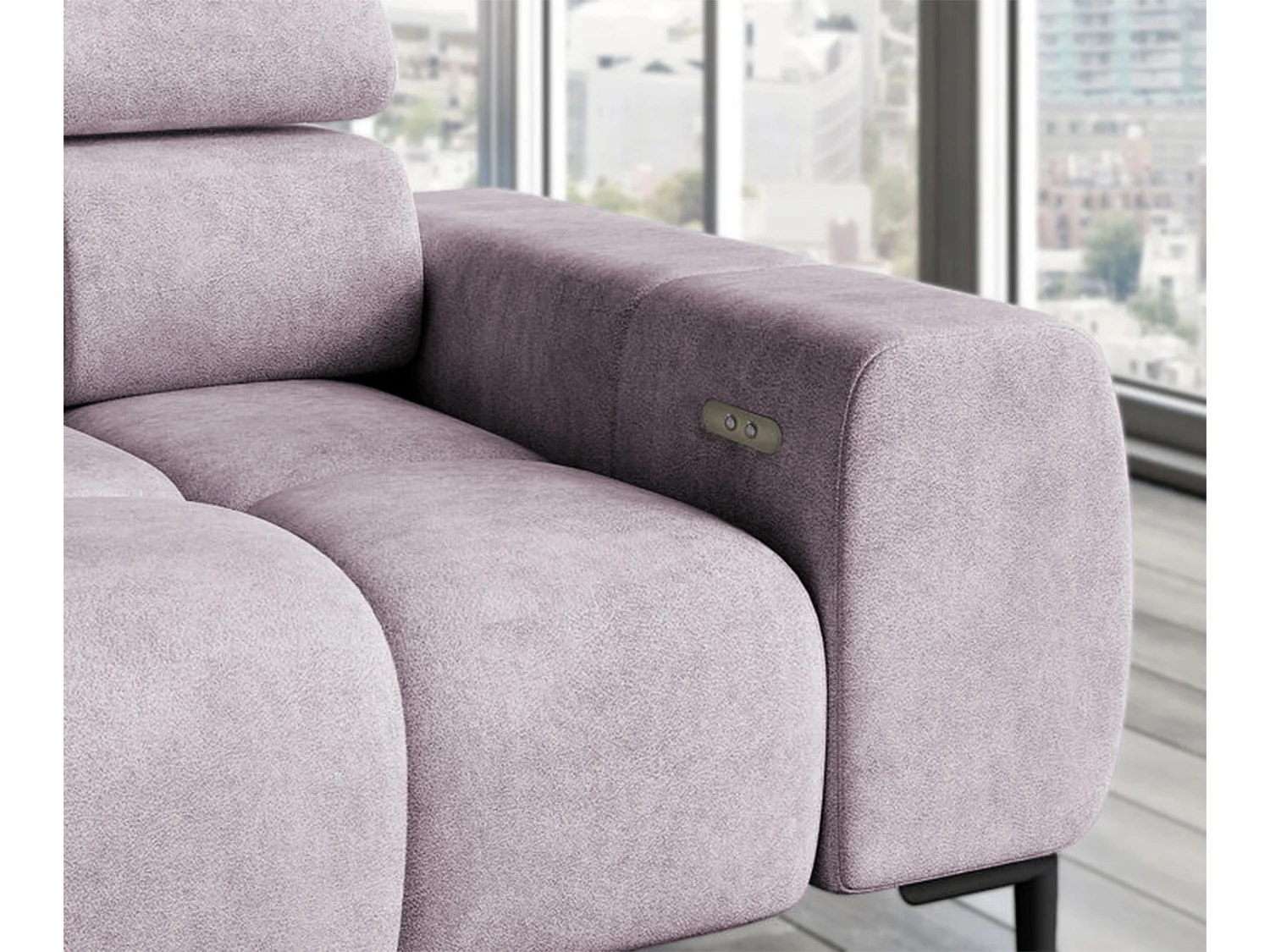 Hoeksalon PLAZA Stof SOLAR Hoekbank Inclusief Comfortabele Zachte Rugleuning Longchair Rechts Industrieel Stijl L-Vorm Rechts 300x99x216cm PULVERROZE