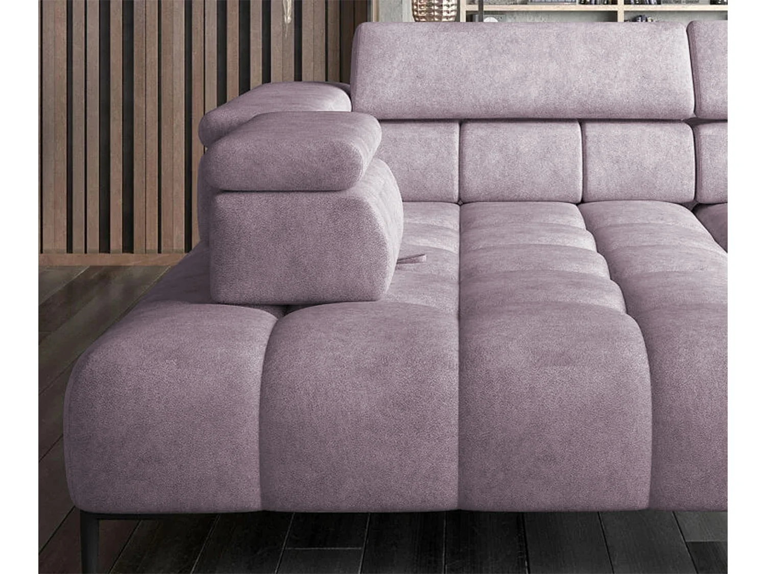 Hoeksalon PLAZA Stof SOLAR Hoekbank Inclusief Comfortabele Zachte Rugleuning Longchair Rechts Industrieel Stijl L-Vorm Rechts 300x99x216cm PULVERROZE