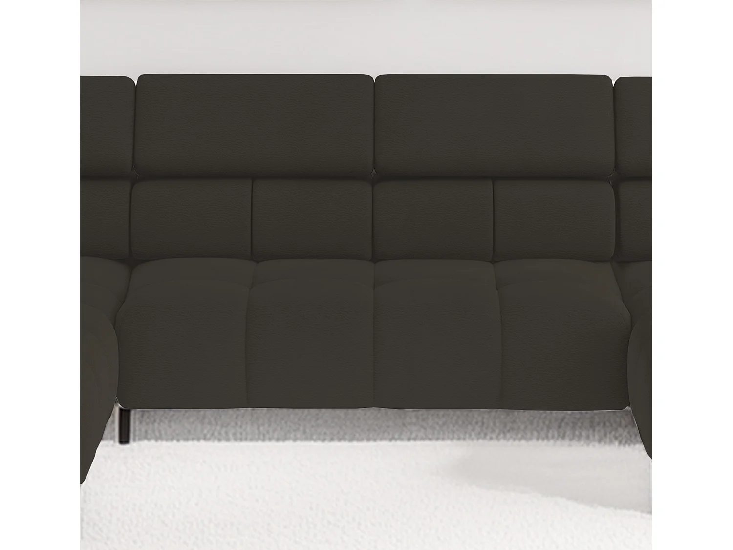 Narożnik PLAZA-U Stoff SOLAR, Industrialny styl, U-kształtny, prawa 216 cm, lewa 177 cm, z wygodnym oparciem, brązowy