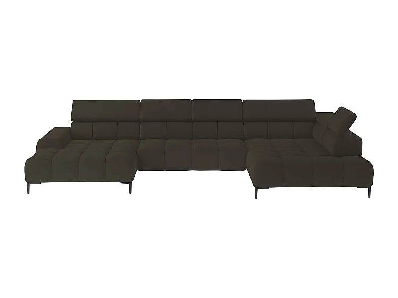 Canapé d'angle PLAZA-U tissu SOLAR avec dossier moelleux, style industriel, U-forme, droite 385x99x216cm, 216cm long, 177cm court, Bronze