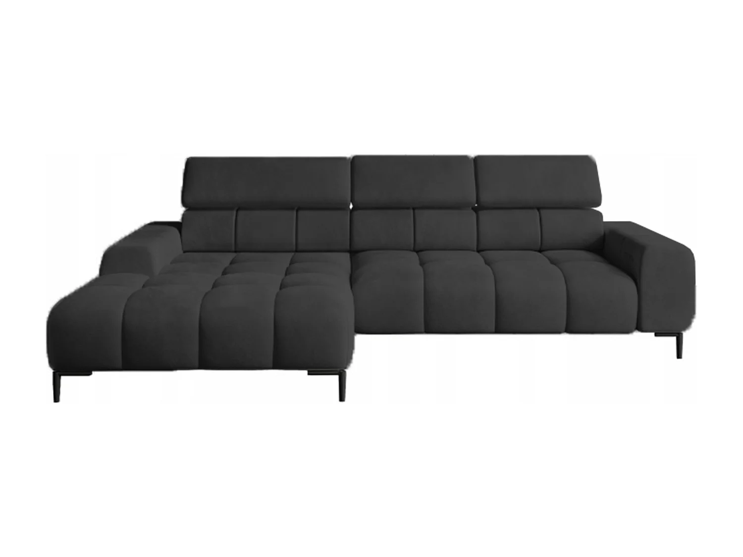 PlazaMINI Polsterecke L-Form Links, Ecksofa mit Schlaffunktion, 3-Sitzer, verstellbare Kopfstützen, Stoff: SALVADOR, 177x270x99 cm, Graphit