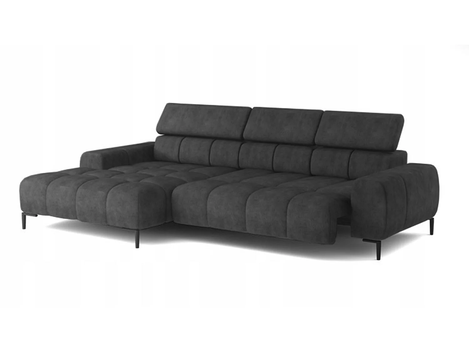 PlazaMINI Polsterecke L-Form Links, Ecksofa mit Schlaffunktion, 3-Sitzer, verstellbare Kopfstützen, Stoff: SALVADOR, 177x270x99 cm, Graphit
