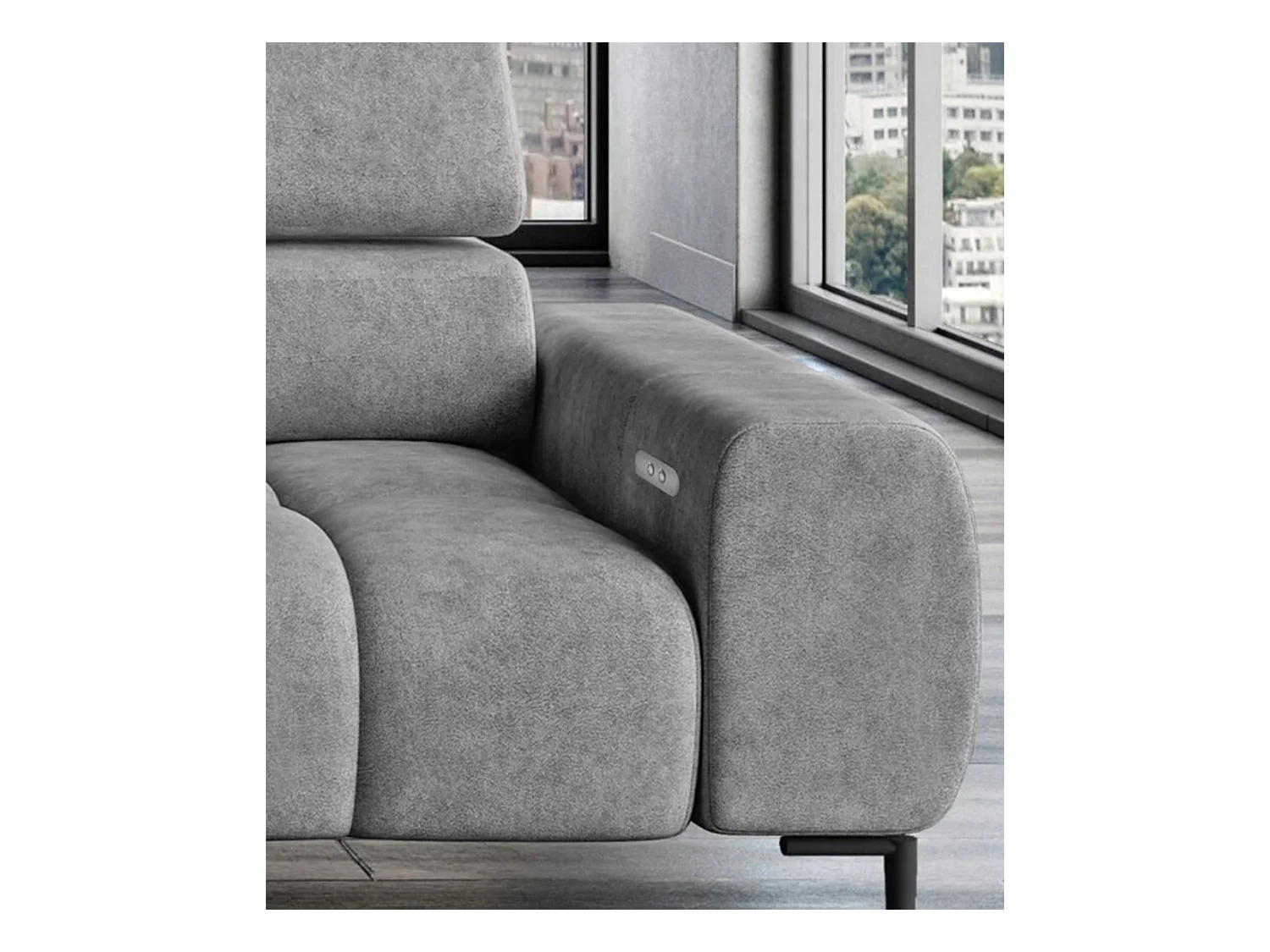 PlazaMINI Canapé d'angle L-forme Gauche, canapé avec fonction lit, 3 places, têtières réglables, tissu : SALVADOR, 177x270x99 cm, Gris