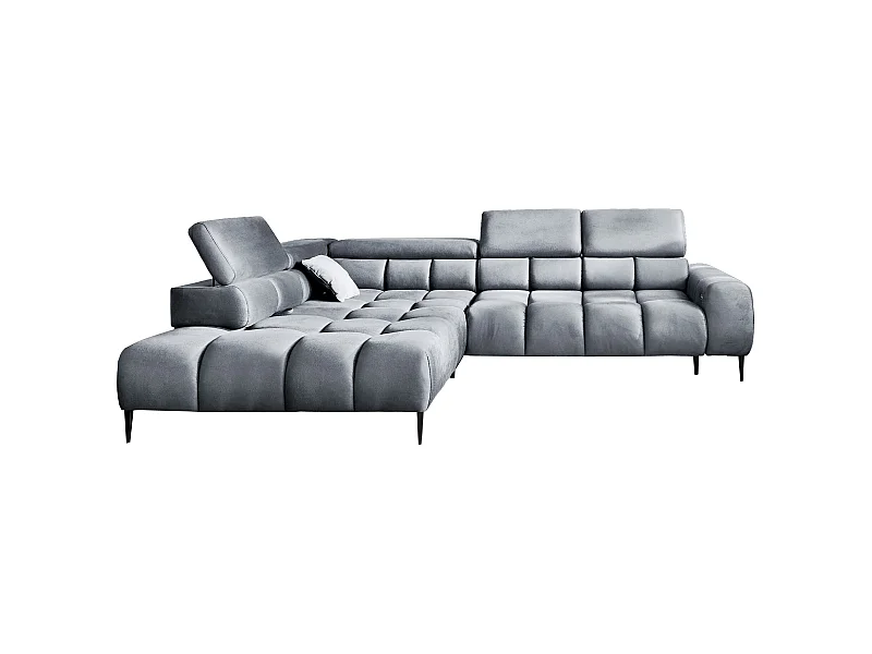 Ecksofa PLAZA-L Linke Funktional Komfortable Schlaffunktion Verstellbare Kopfstützen Verstellbarer Sitz Wellenfedersystem 300x216x99cm Hellgrau