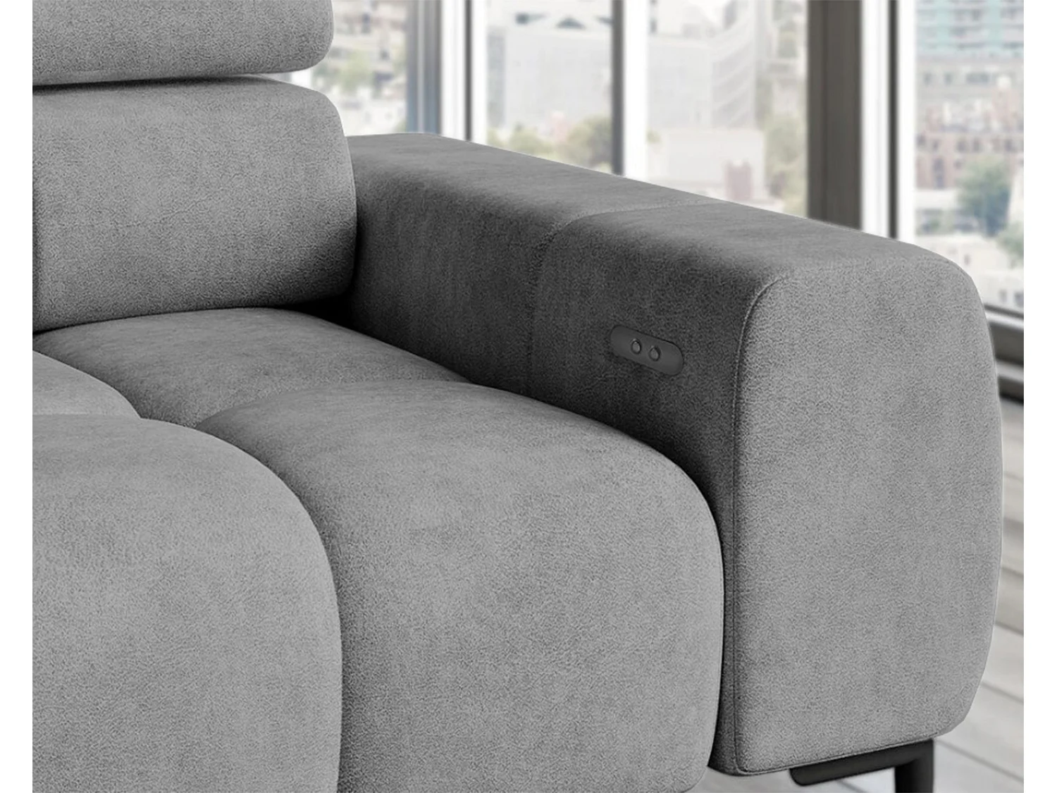 PLAZA-L Hoekbank Links Functioneel Comfortabel Bedfunctie Verstelbare Rugleuningen Verstelbare Zitting Verensysteem 300x216x99cm Lichtgrijs