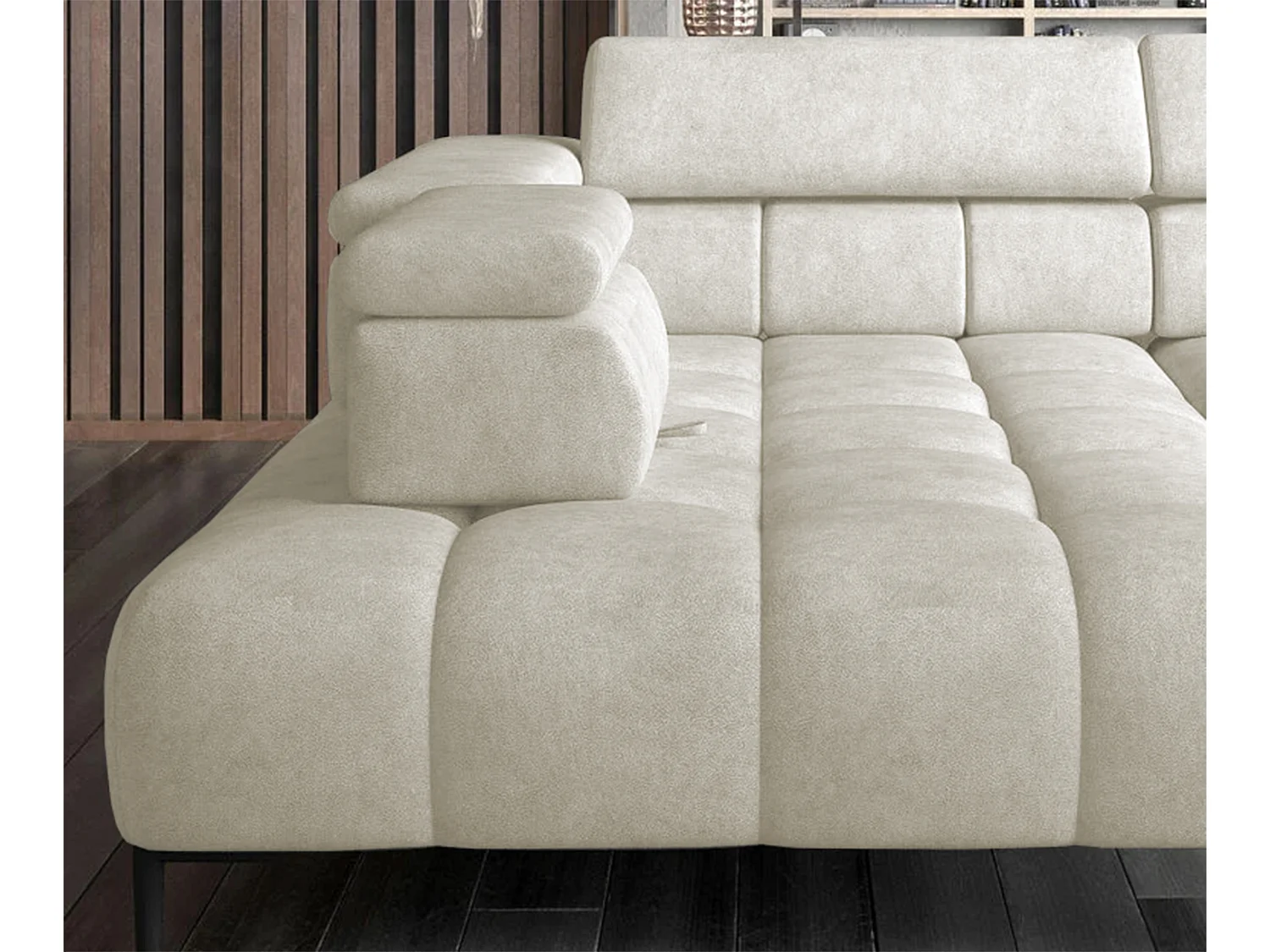 Hoeksalon PLAZA-L Stof SOLAR Hoekbank Inclusief Comfortabele Zachte Rugleuning Longchair Links Industrieel Stijl L-Vorm Links 300x99x216cm ESDOORN