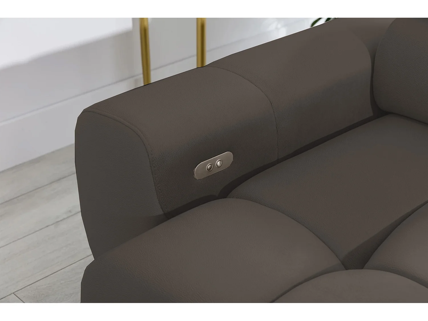 Narożnik PLAZA-MINI Stoff SOLAR Longchair Prawy, Miękkie Oparcie, Styl Industrialny, L-kształt, 270x99x177cm, Brąz