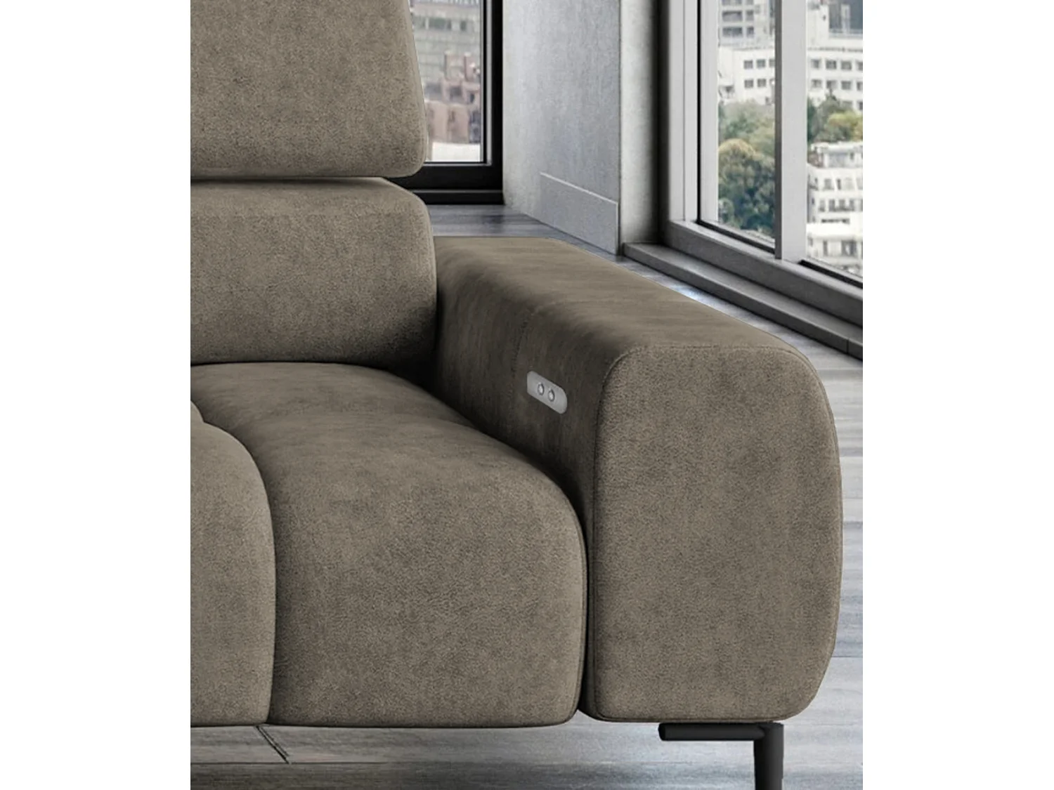 PlazaMINI Narożnik L-Form Prawy, Sofa z Funkcją Spania, 3-osobowa, Regulowane Oparcia, Tkanina: SALVADOR, 177x270x99 cm, Jasnobrązowy