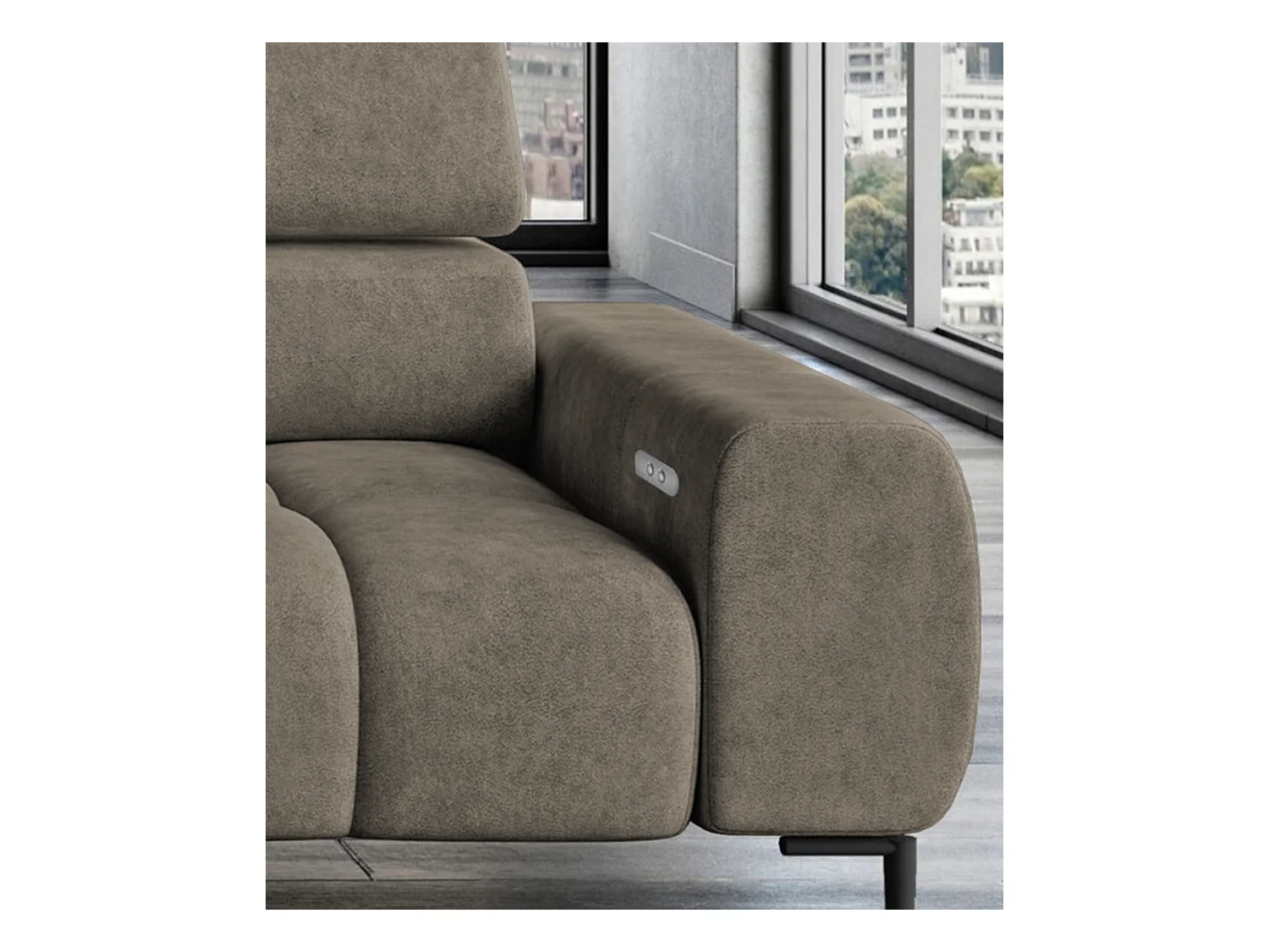 PlazaMINI Canapé d'angle L-forme Droit, canapé avec fonction lit, 3 places, têtières réglables, tissu : SALVADOR, 177x270x99 cm, Marron Clair