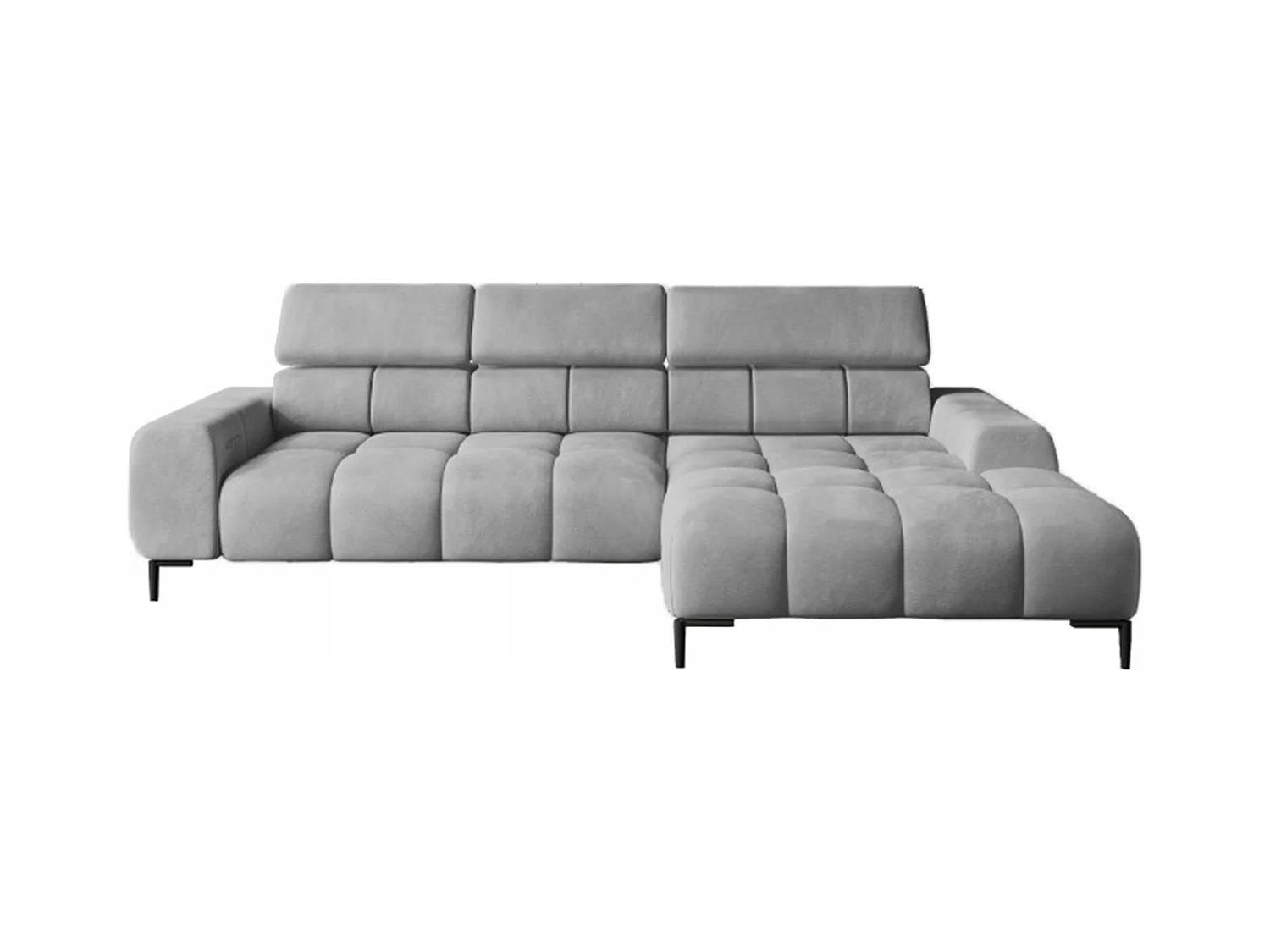 PlazaMINI Polsterecke L-Form Rechts, Ecksofa mit Schlaffunktion, 3-Sitzer, verstellbare Kopfstützen, MONOLITH, 177x270x99 cm, Hellgrau