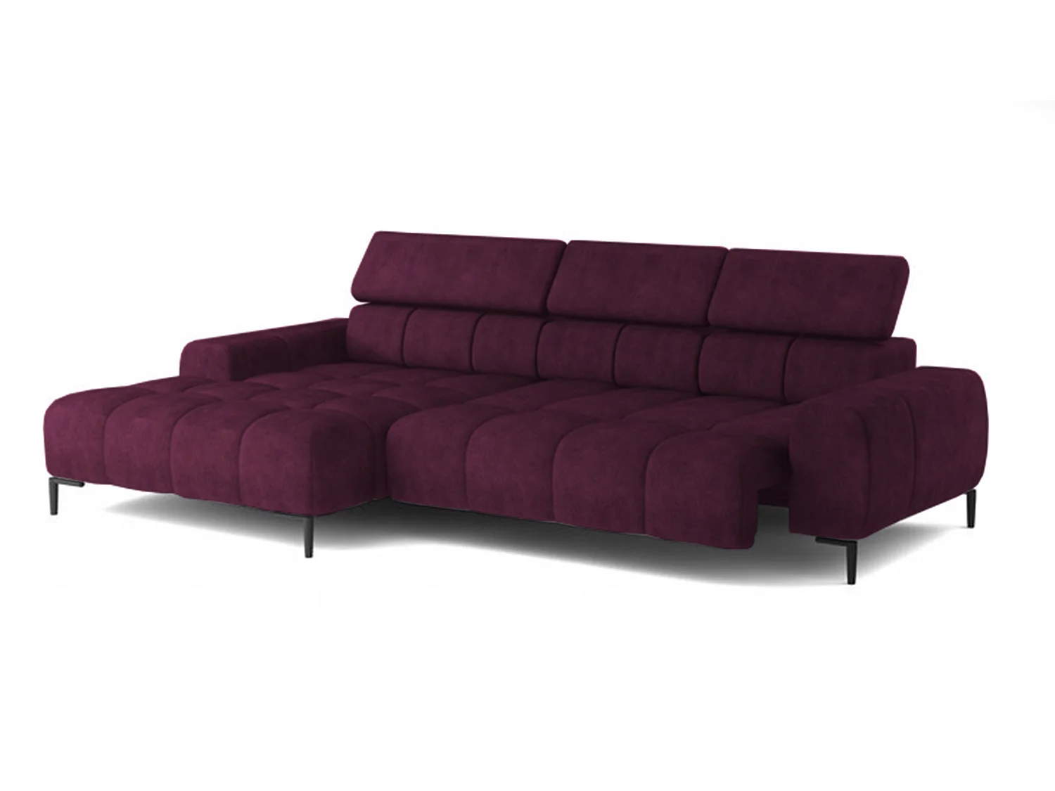 PlazaMINI Polsterecke L-Form Links, Ecksofa mit Schlaffunktion, 3-Sitzer, verstellbare Kopfstützen, Stoff: SALVADOR, 177x270x99 cm, Burgunderrot