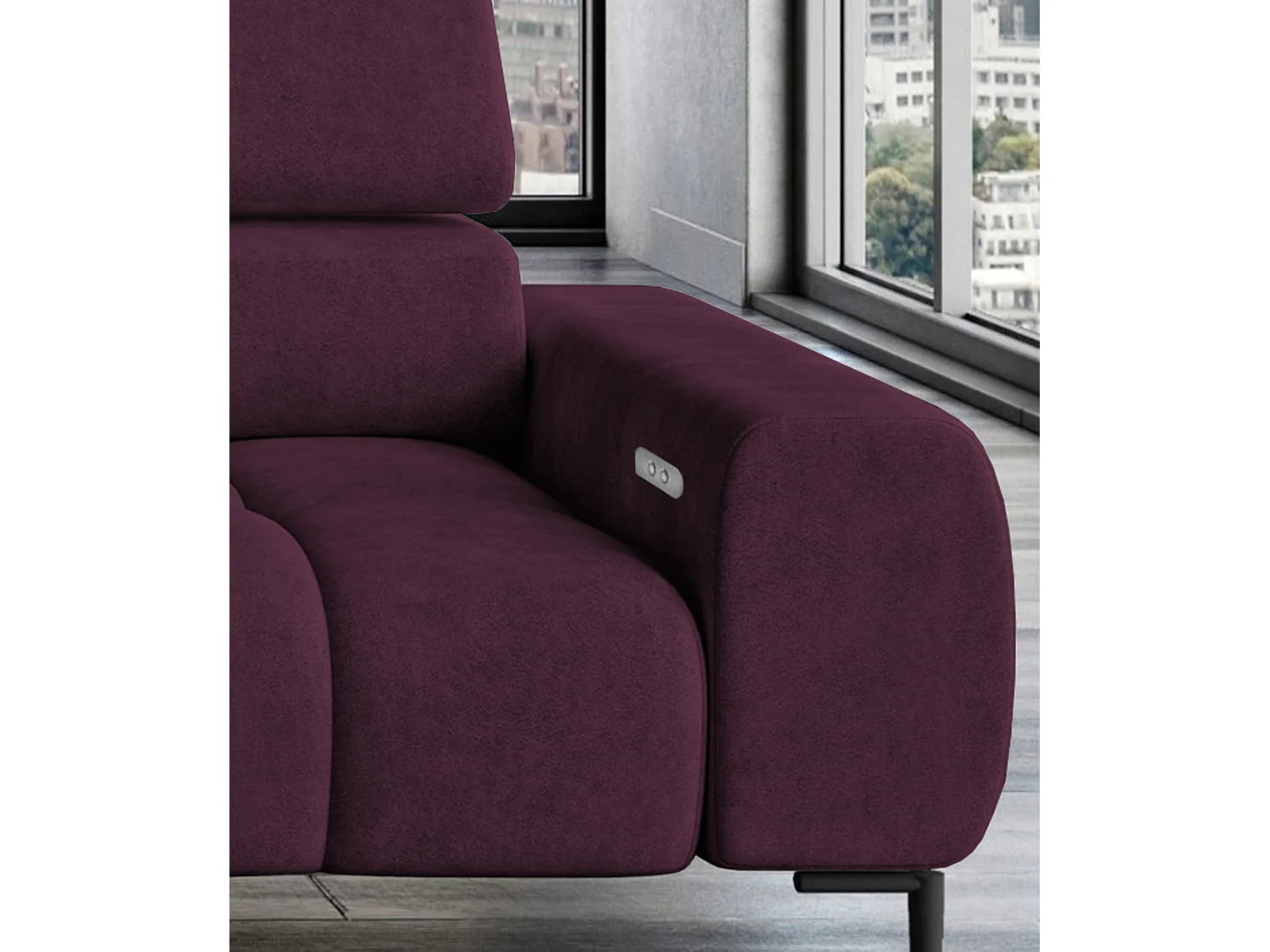 PlazaMINI Polsterecke L-Form Links, Ecksofa mit Schlaffunktion, 3-Sitzer, verstellbare Kopfstützen, Stoff: SALVADOR, 177x270x99 cm, Burgunderrot