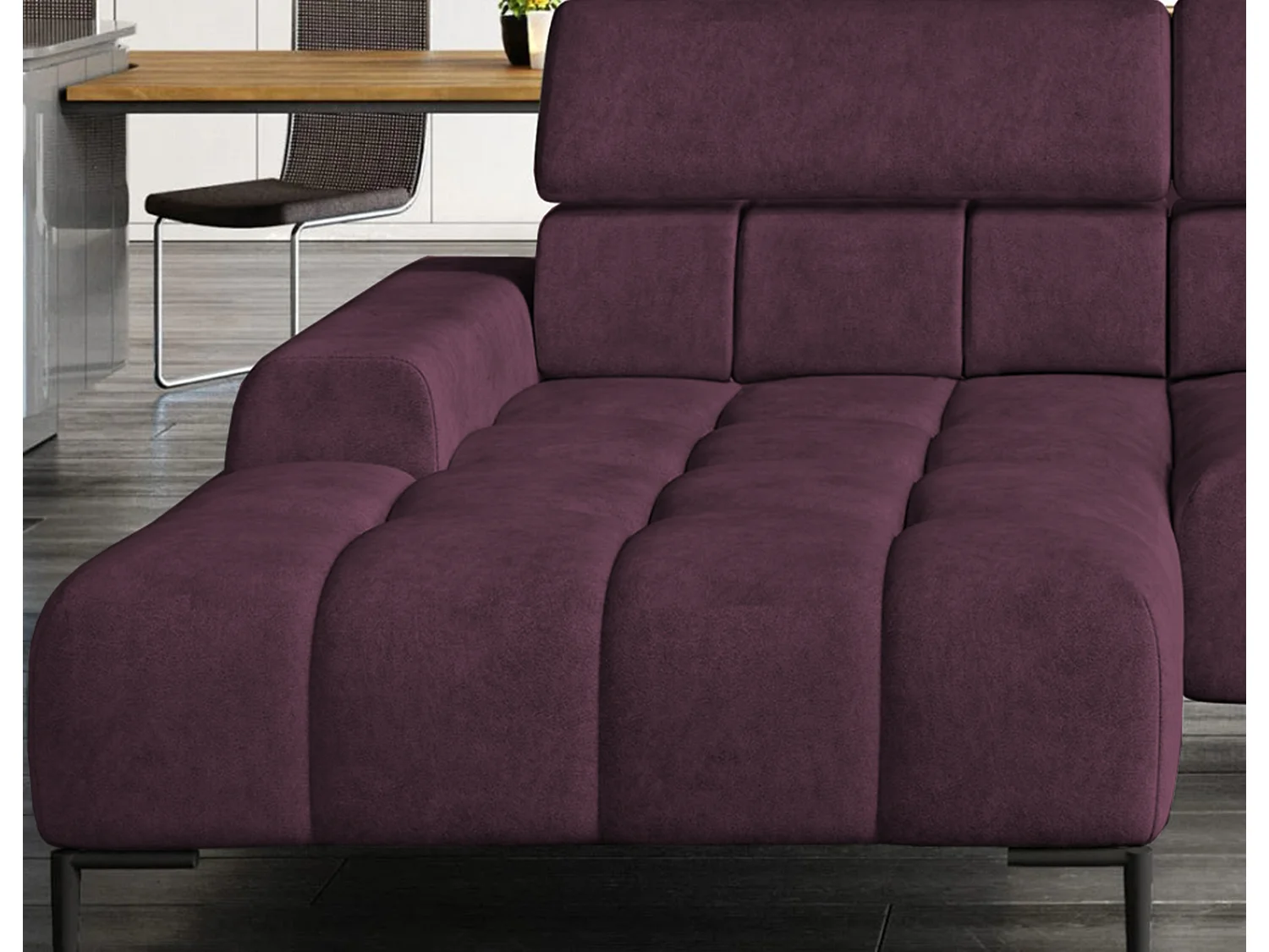 PlazaMINI Polsterecke L-Form Links, Ecksofa mit Schlaffunktion, 3-Sitzer, verstellbare Kopfstützen, Stoff: SALVADOR, 177x270x99 cm, Burgunderrot