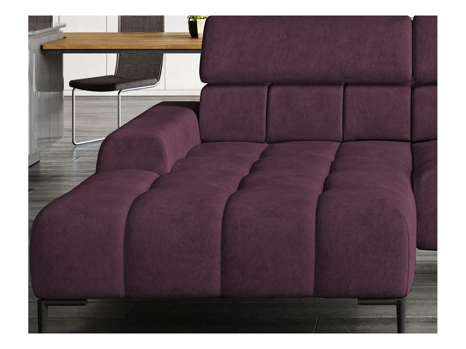 PlazaMINI Polsterecke L-Form Links, Ecksofa mit Schlaffunktion, 3-Sitzer, verstellbare Kopfstützen, Stoff: SALVADOR, 177x270x99 cm, Burgunderrot