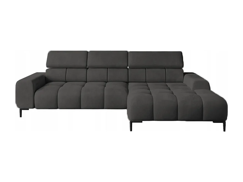 PlazaMINI Polsterecke L-Form Rechts, Ecksofa mit Schlaffunktion, 3-Sitzer, verstellbare Kopfstützen, MONOLITH, 177x270x99 cm, Graphit