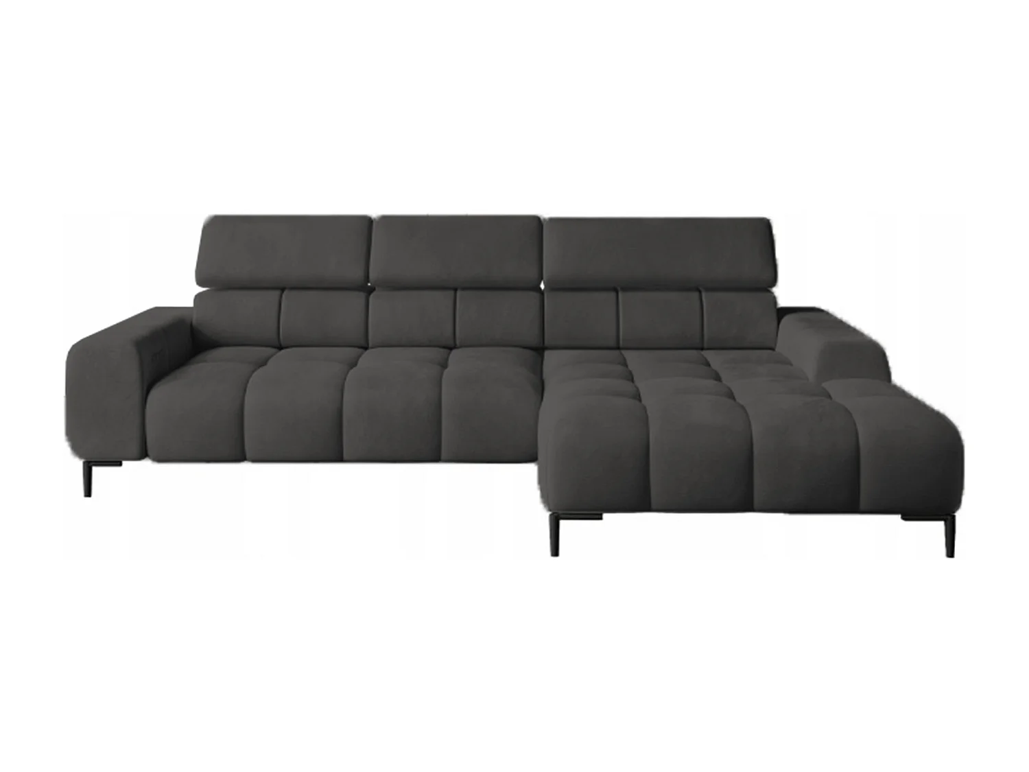 PlazaMINI Polsterecke L-Form Rechts, Ecksofa mit Schlaffunktion, 3-Sitzer, verstellbare Kopfstützen, MONOLITH, 177x270x99 cm, Graphit