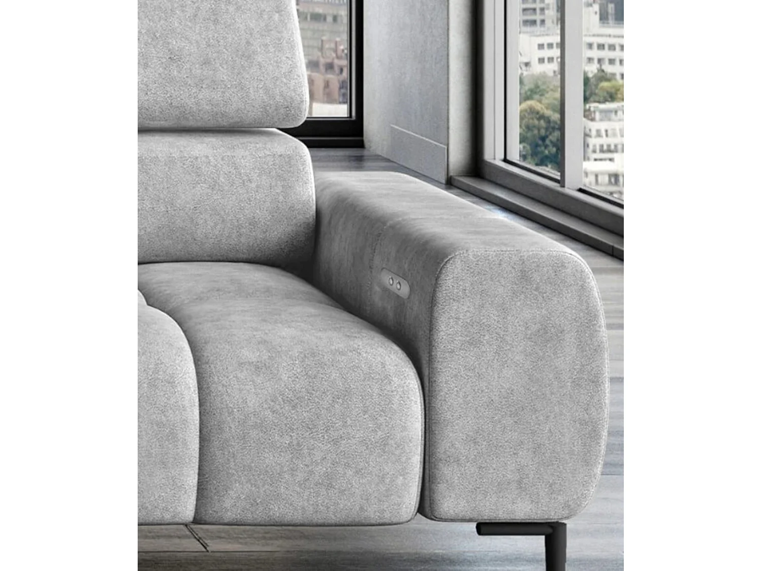 PlazaMINI Narożnik L-Form Prawy, Sofa z Funkcją Spania, 3-osobowa, Regulowane Oparcia, Tkanina: SALVADOR, 177x270x99 cm, Srebrny