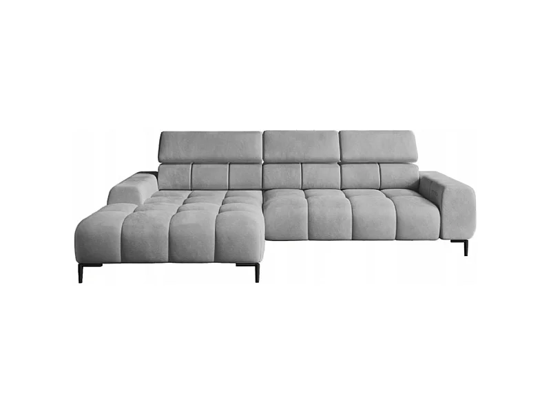 PlazaMINI Polsterecke L-Form Links, Ecksofa mit Schlaffunktion, 3-Sitzer, verstellbare Kopfstützen, MONOLITH, 177x270x99 cm, Hellgrau