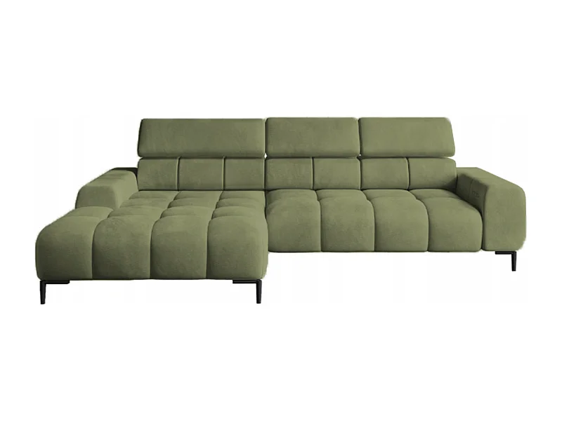 Narożnik PlazaMINI L-Form Lewy, sofa z funkcją spania, 3-osobowa, regulowane zagłówki, MONOLITH, 177x270x99 cm, Dąb