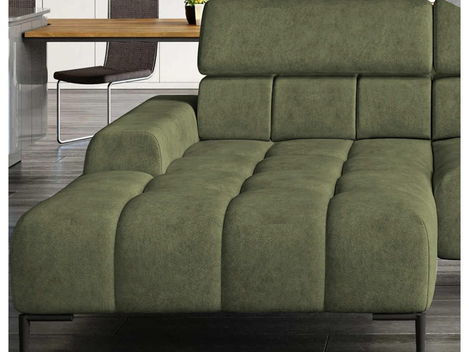 PlazaMINI Polsterecke L-Form Links, Ecksofa mit Schlaffunktion, 3-Sitzer, verstellbare Kopfstützen, MONOLITH, 177x270x99 cm, Esche