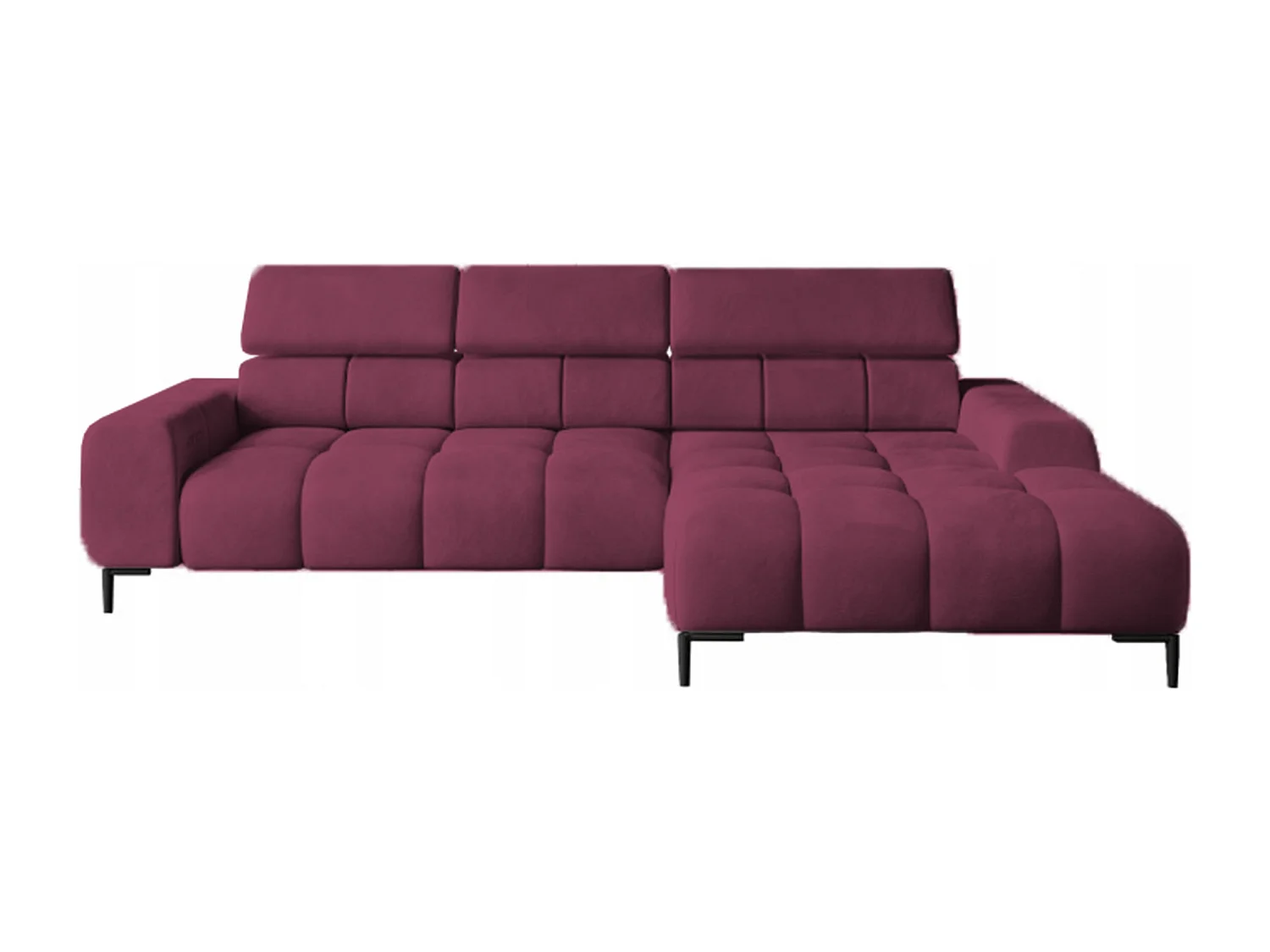 PlazaMINI Narożnik L-Form Prawy, Sofa z Funkcją Spania, 3-osobowa, Regulowane Oparcia, Tkanina: SALVADOR, 177x270x99 cm, Bordowy