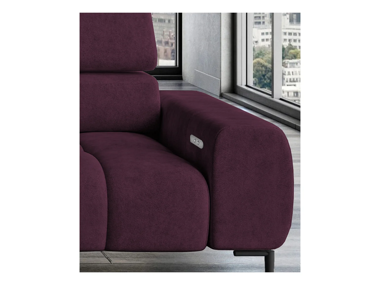 PlazaMINI Canapé d'angle L-forme Droit, canapé avec fonction lit, 3 places, têtières réglables, tissu : SALVADOR, 177x270x99 cm, Bordeaux