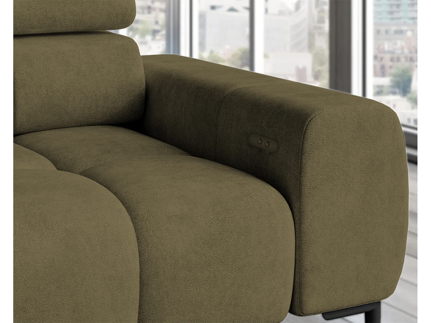 PLAZA-L Hoekbank Rechts Functioneel Comfortabel Bedfunctie Verstelbare Rugleuningen Verstelbare Zitting Verensysteem 300x216x99cm Eik