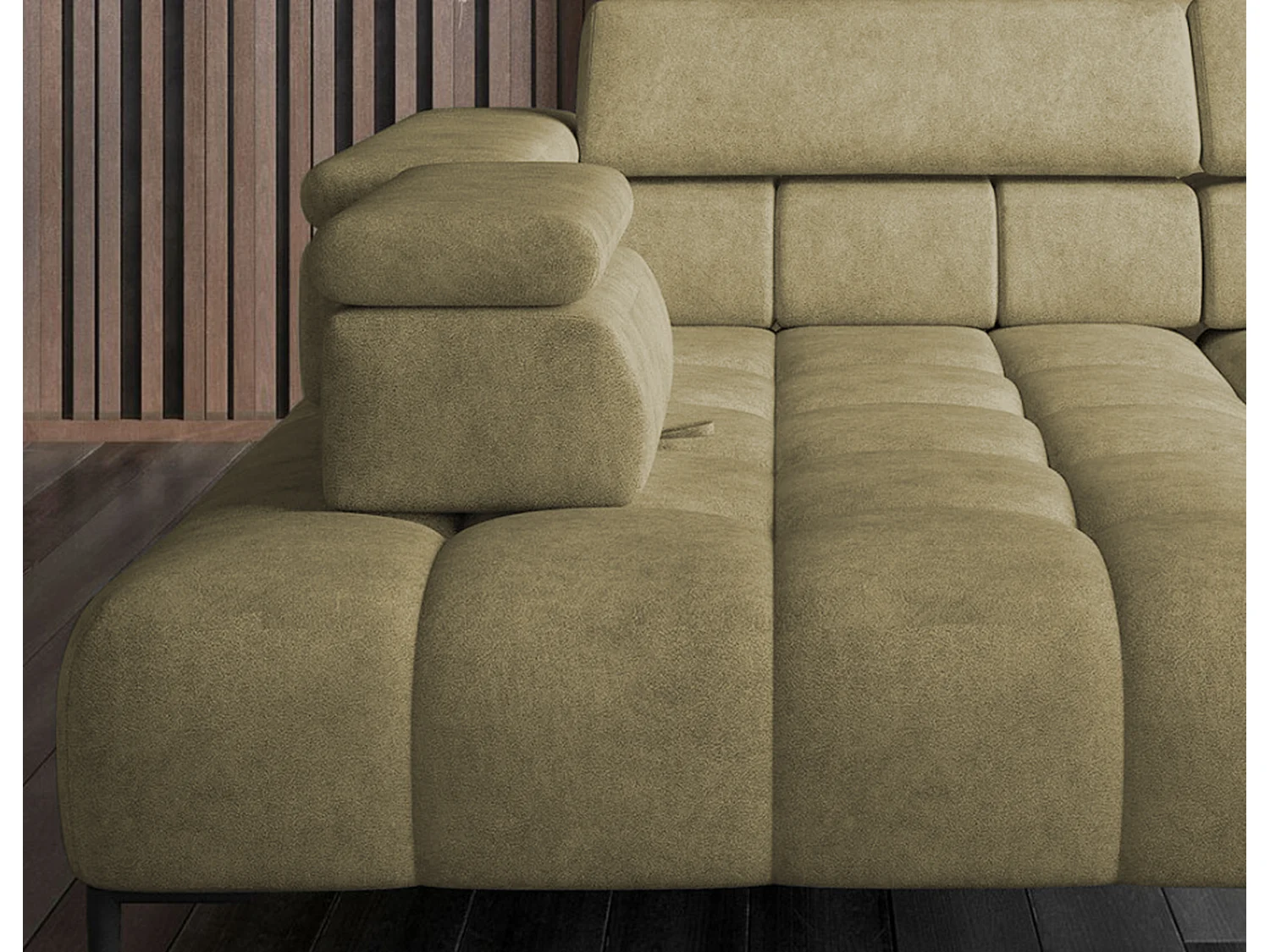 PLAZA-L Hoekbank Rechts Functioneel Comfortabel Bedfunctie Verstelbare Rugleuningen Verstelbare Zitting Verensysteem 300x216x99cm Eik