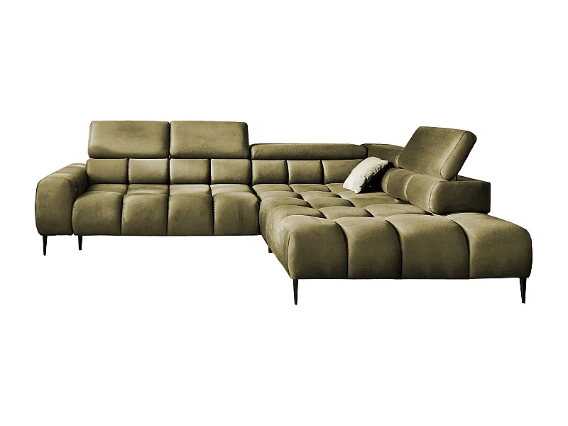 Canapé d'angle PLAZA-L droite Fonctionnel Confortable avec fonction lit Têtières réglables Assise réglable 300x216x99 cm Frêne