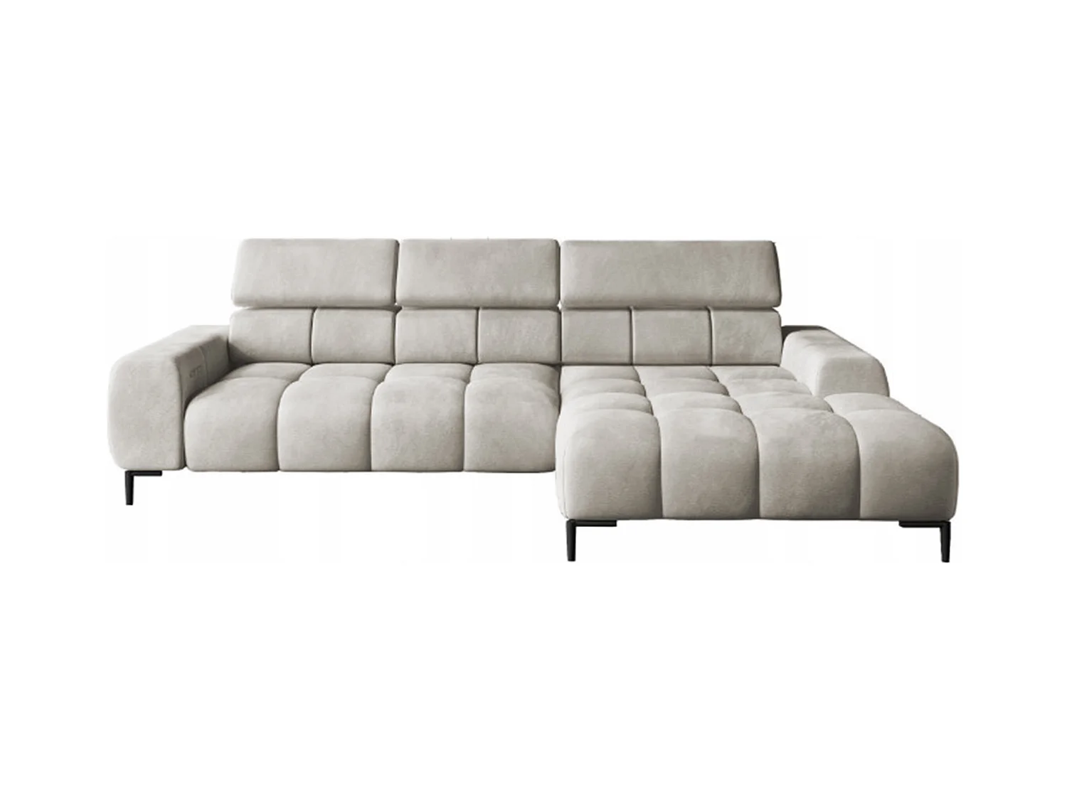PlazaMINI Polsterecke L-Form Rechts, Ecksofa mit Schlaffunktion, 3-Sitzer, verstellbare Kopfstützen, MONOLITH, 177x270x99 cm, Beige