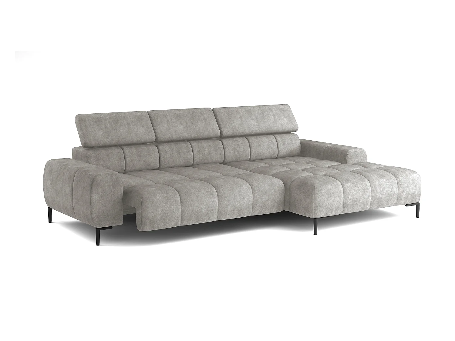 PlazaMINI Polsterecke L-Form Rechts, Ecksofa mit Schlaffunktion, 3-Sitzer, verstellbare Kopfstützen, MONOLITH, 177x270x99 cm, Beige