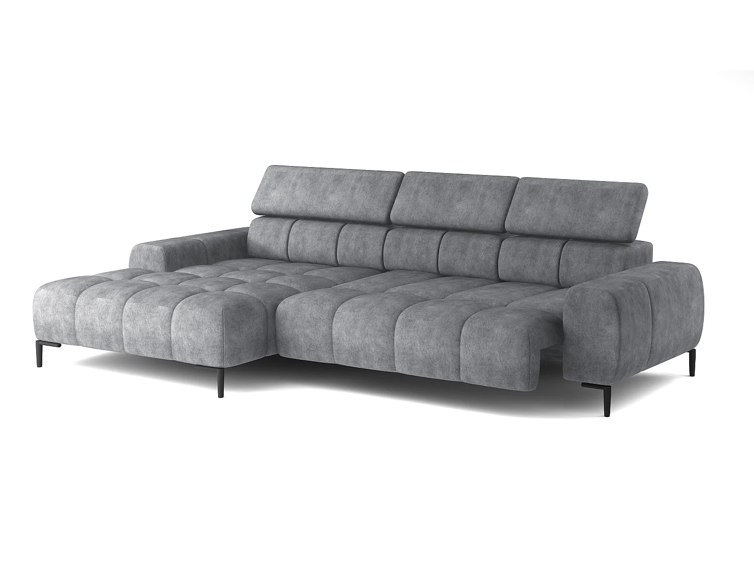 PlazaMINI PolstereckeL-Form Links, Hoekbank met Slaapfunctie, 3-zits, Verstelbare hoofdsteunen, MONOLITH, 177x270x99 cm, Grijs