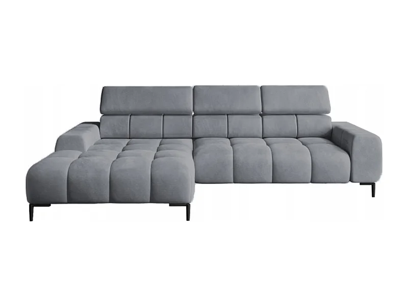 PlazaMINI PolstereckeL-Form Links, Hoekbank met Slaapfunctie, 3-zits, Verstelbare hoofdsteunen, MONOLITH, 177x270x99 cm, Grijs