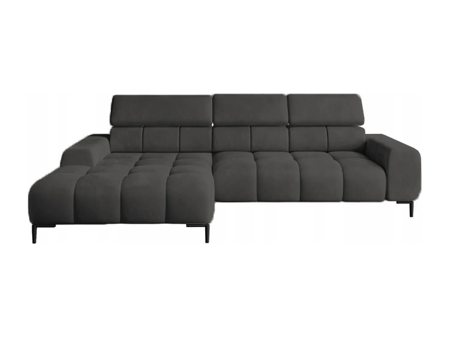 PlazaMINI Polsterecke L-Form Links, Ecksofa mit Schlaffunktion, 3-Sitzer, verstellbare Kopfstützen, MONOLITH, 177x270x99 cm, Graphit