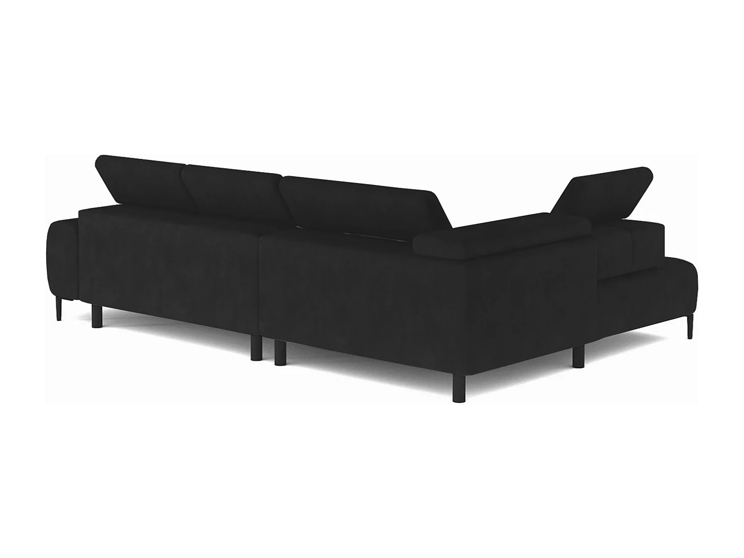 Hoeksalon PLAZA-L Stof SOLAR Hoekbank Inclusief Comfortabele Zachte Rugleuning Longchair Rechts Industrieel Stijl L-Vorm Rechts 300x99x216cm ZWART