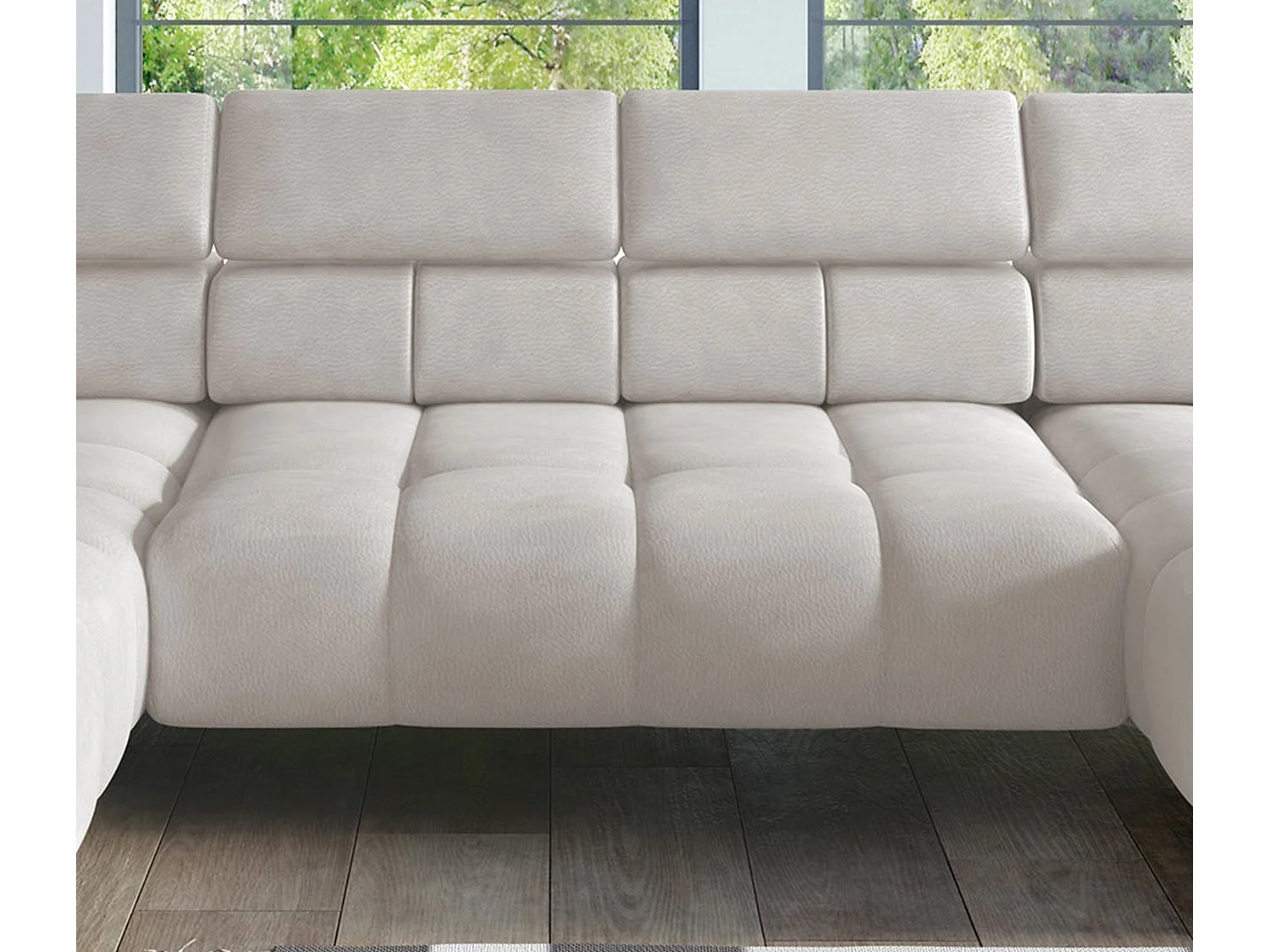 Ecksofa PLAZA-U Stoff SOLAR Eckcouch inkl. bequemer flauschiger Rückenlehne, lang links 216cm, kurz rechts 177cm Industrial Style U-Form Esche