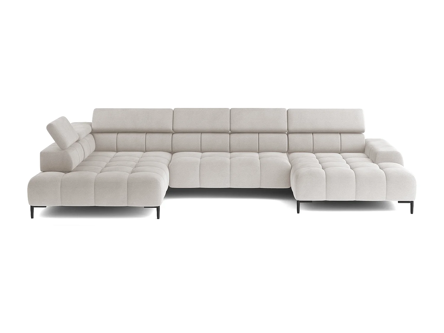 Ecksofa PLAZA-U Stof SOLAR Hoekbank Incl. Comfortabele Rugleuning Lang Links 216cm Kort Rechts 177cm U-Vorm 385x99x216cm ESCHEN