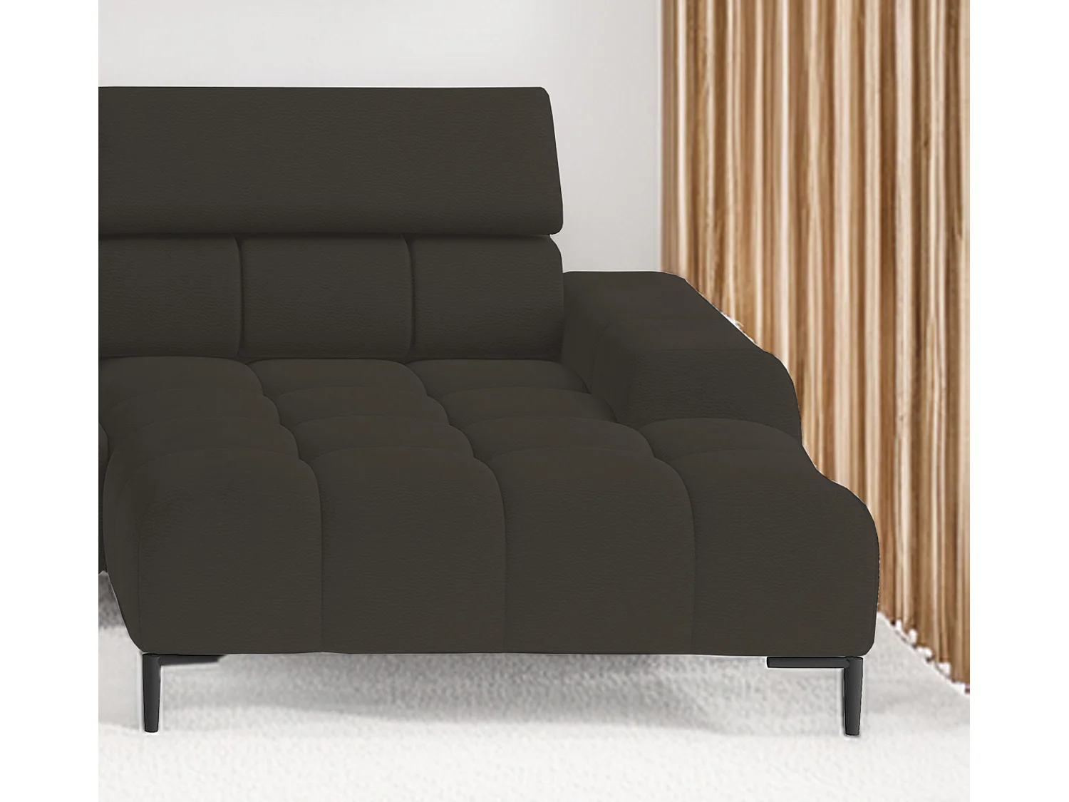 Narożnik PLAZA-U Stoff SOLAR, Industrialny styl, U-kształtny, lewa 216 cm, prawa 177 cm, z wygodnym oparciem, brązowy