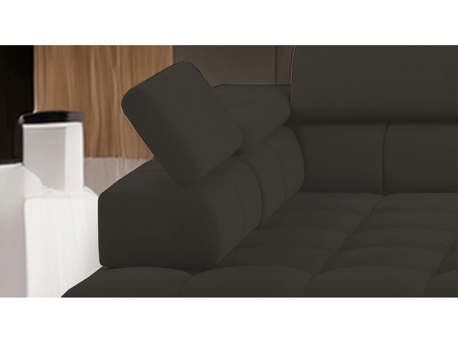 Narożnik PLAZA-U Stoff SOLAR, Industrialny styl, U-kształtny, lewa 216 cm, prawa 177 cm, z wygodnym oparciem, brązowy