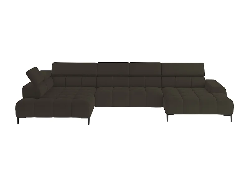 Ecksofa PLAZA-U Stof SOLAR Hoekbank Incl. Comfortabele Rugleuning Lang Links 216cm Kort Rechts 177cm U-Vorm 385x99x216cm BRONS
