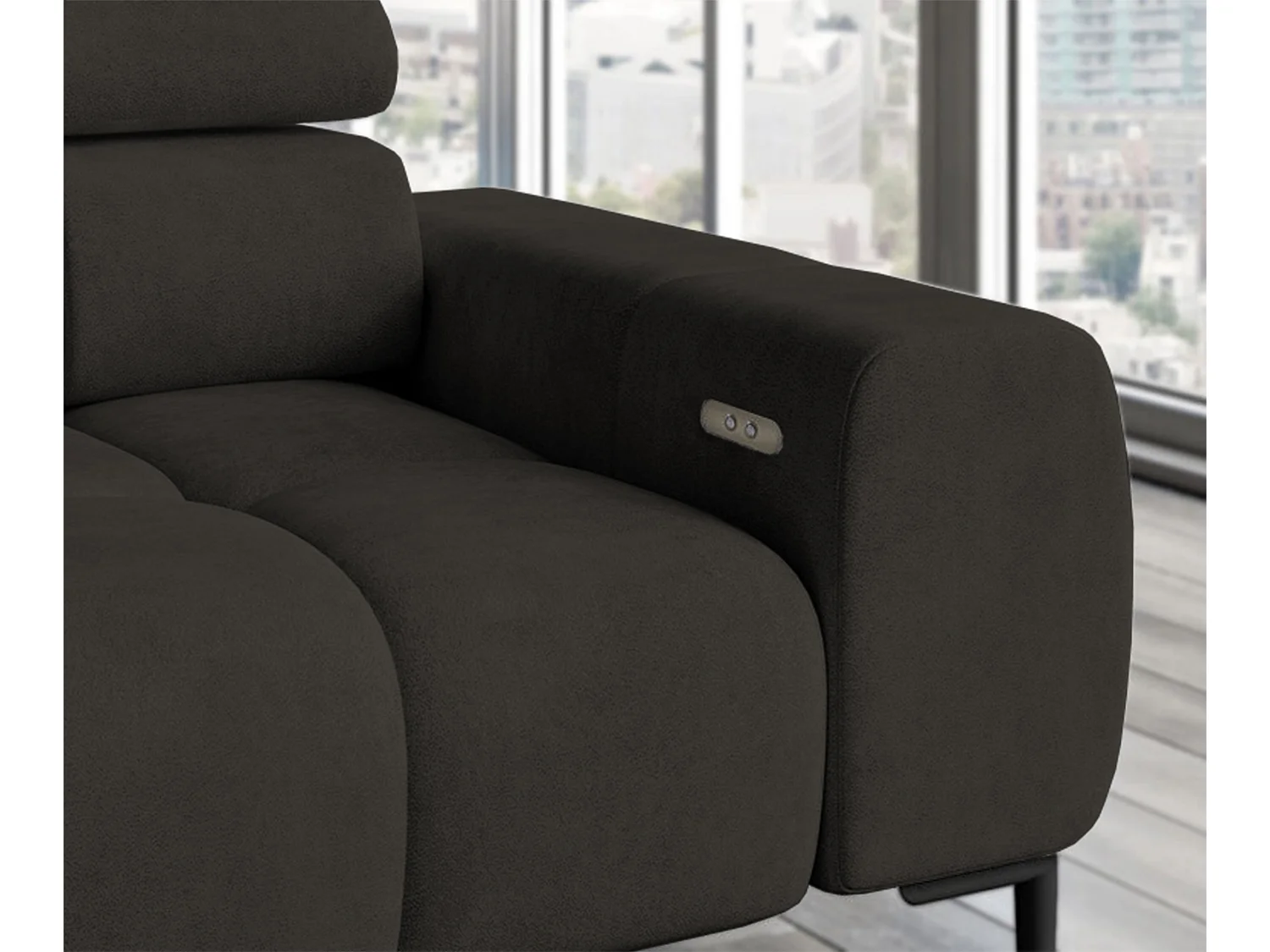 Hoeksalon PLAZA-L Stof SOLAR Hoekbank Inclusief Comfortabele Zachte Rugleuning Longchair Links Industrieel Stijl L-Vorm Links 300x99x216cm BRONZE