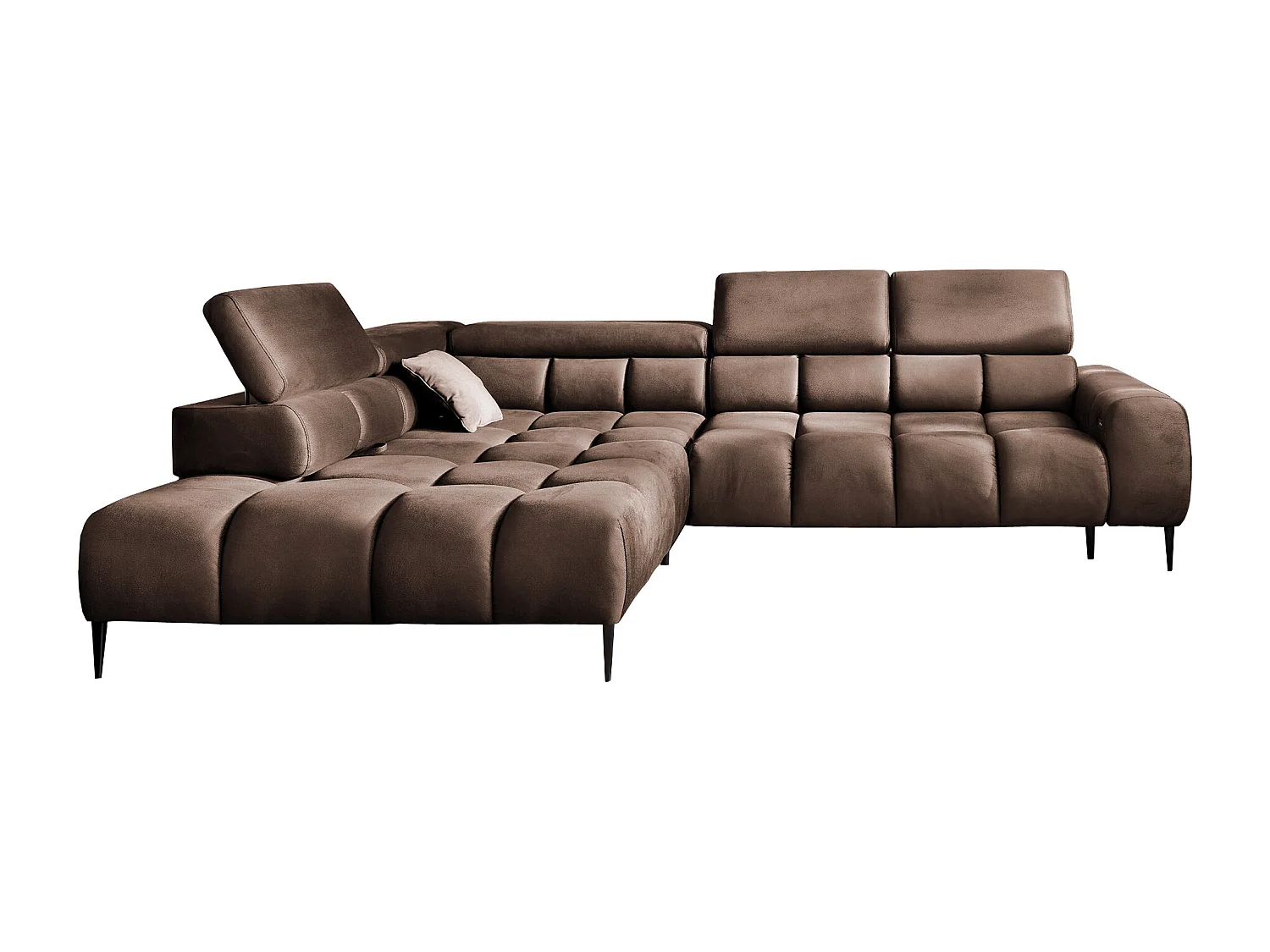 PLAZA-L Hoekbank Links Functioneel Comfortabel Bedfunctie Verstelbare Rugleuningen Verstelbare Zitting Verensysteem 300x216x99cm Bruin