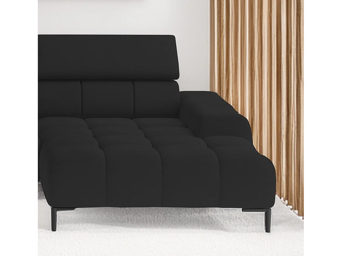 Ecksofa PLAZA-U Stoff SOLAR Eckcouch inkl. bequemer flauschiger Rückenlehne, lang rechts 216cm, kurz links 177cm Industrial Style U-Form Schwarz