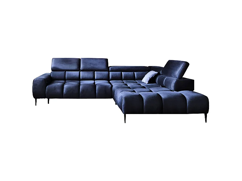 Ecksofa PLAZA-L Rechte Funktional Komfortable Schlaffunktion Verstellbare Kopfstützen Verstellbarer Sitz Wellenfedersystem 300x216x99cm Blau