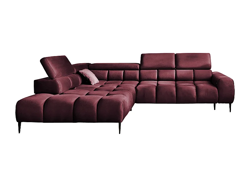 PLAZA-L Hoekbank Links Functioneel Comfortabel Bedfunctie Verstelbare Rugleuningen Verstelbare Zitting Verensysteem 300x216x99cm Bordeaux