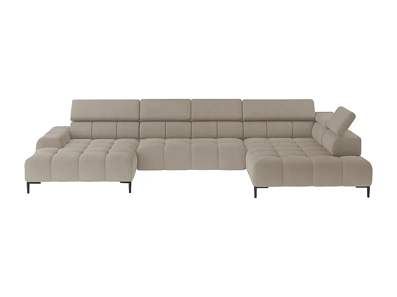 Ecksofa PLAZA-U Stoff SOLAR Eckcouch inkl. bequemer flauschiger Rückenlehne, lang rechts 216cm, kurz links 177cm Industrial Style U-Form Creme